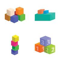 Set of colorful 3d geometric blocks vector