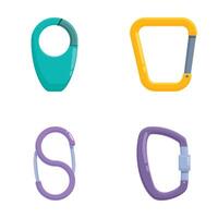 Set of colorful carabiner clips isolated vector
