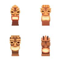 Set of four tiki masks on a white background vector