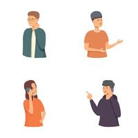 Set of diverse people gesturing and communicating vector