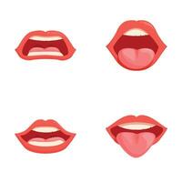 Set of cartoon lips in various expressions vector