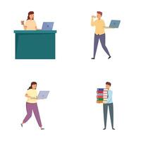 Set of diverse people performing workplace tasks vector