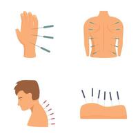 Collection of four illustrations showing acupuncture points on the human body vector