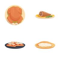 Assorted traditional cooked meats set vector