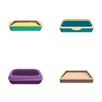 Vector set of four different cat litter boxes