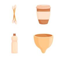 Zero waste ecofriendly utensils and containers set vector