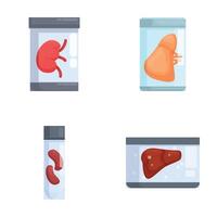 Set of human organs in preservation tanks vector