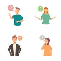 Set of people expressing confusion with question marks vector