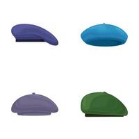 Set of four stylish beret hats illustration vector
