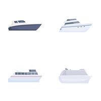 Set of various types of boats and ships illustrations vector
