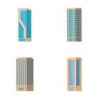 Set of modern skyscraper buildings isolated on white vector