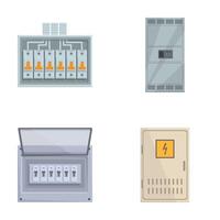 Set of various electrical panels and circuit breakers vector
