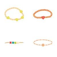 Set of four stylish bracelets with various beads and charms on a white background vector