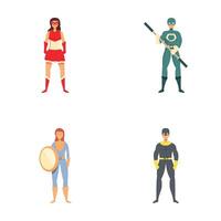 Set of four diverse superheroes poses vector