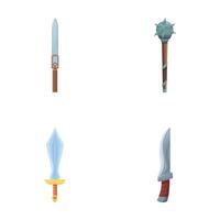 Set of fantasy game weapon icons vector