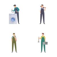 Set of professional workers in action vector