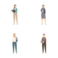 Set of four diverse business professionals in various poses vector