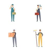 Set of cartoon workers in various occupations vector