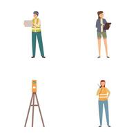 Set of surveyor engineer characters and equipment vector