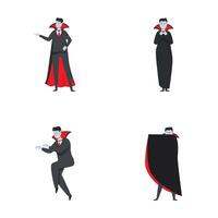 Set of cartoon vampire characters in various poses vector