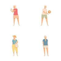 Set of diverse senior characters enjoying summer vector