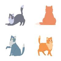 Cartoon cat collection in various poses vector