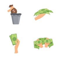 Money hand gestures and savings concepts vector
