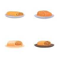 Assorted bakery breads on plates illustration vector