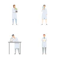 Set of diverse scientists in lab coats performing tasks vector
