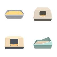 Vector set of assorted cat litter boxes