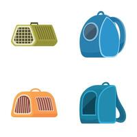 Set of various pet carrier designs vector