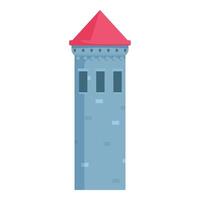 Medieval stone tower standing tall with red roof and small windows vector