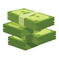Stack of green banknotes forming increasing steps illustrating investment growth vector