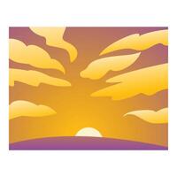 Sun is shining through the golden clouds over the horizon vector