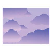 Purple and pink gradient sky with fluffy clouds forming a serene background vector