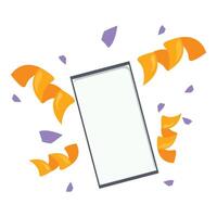 Smartphone celebrating success with confetti exploding around vector