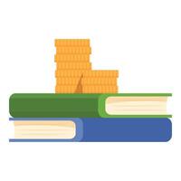 Concept of investing in education with a stack of gold coins on top of books vector