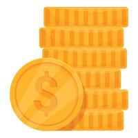 Stack of gold coins increasing with dollar symbol on front coin vector