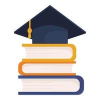 Graduation cap resting on stack of books symbolizing education vector