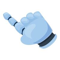 Blue robot hand pointing with index finger vector