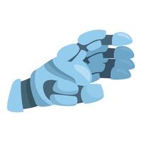 Blue robot hand reaching out with fingers spread open vector