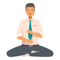 Businessman practicing breathing exercises in lotus position vector
