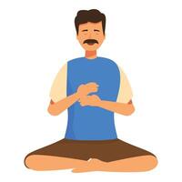 Man practicing diaphragmatic breathing exercise for stress relief vector