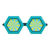 Blue hexagon sunglasses with yellow and green lenses creating a kaleidoscopic effect vector