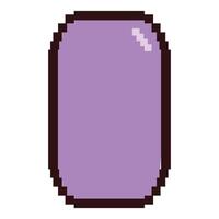 Purple pixel art oval shape with highlight is floating vector