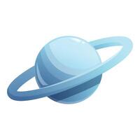 Blue planet with ring orbiting in space vector