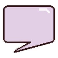 Purple pixelated speech bubble pointing right with blank space for text vector