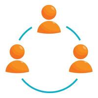 Three businessmen sharing information using circular flow chart vector