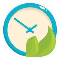 Clock with green leaves showing spring time change vector