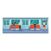 Passengers are using public transport, waiting for their station vector